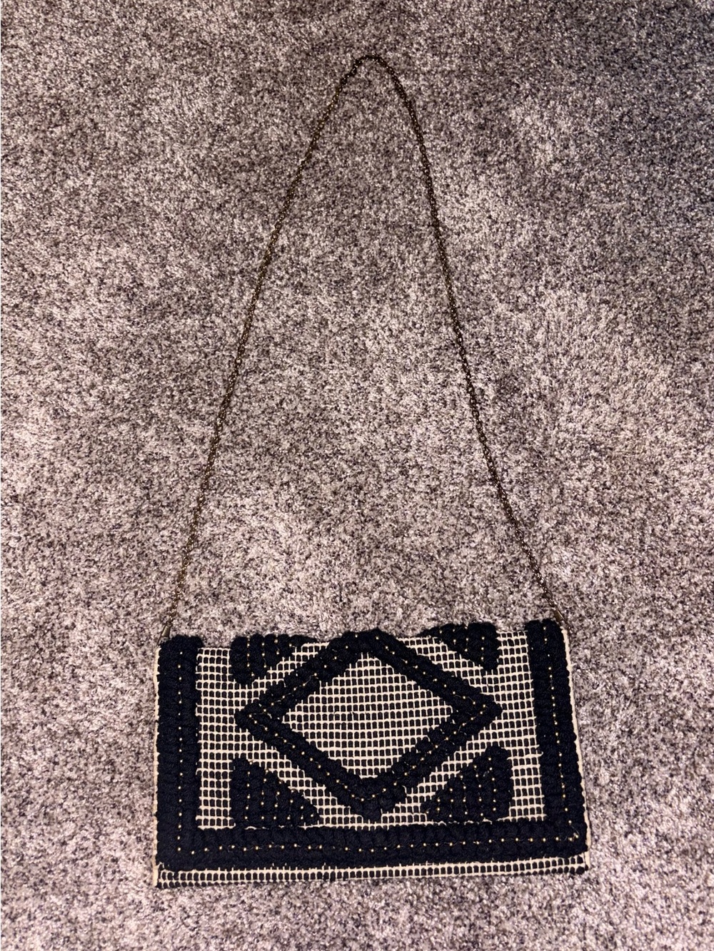 Handcrafted Black and Cream Crossbody Clutch